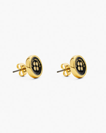 Marc Jacobs Marc Jacobs The Button Stud Earrings Gold/Black Gold/black