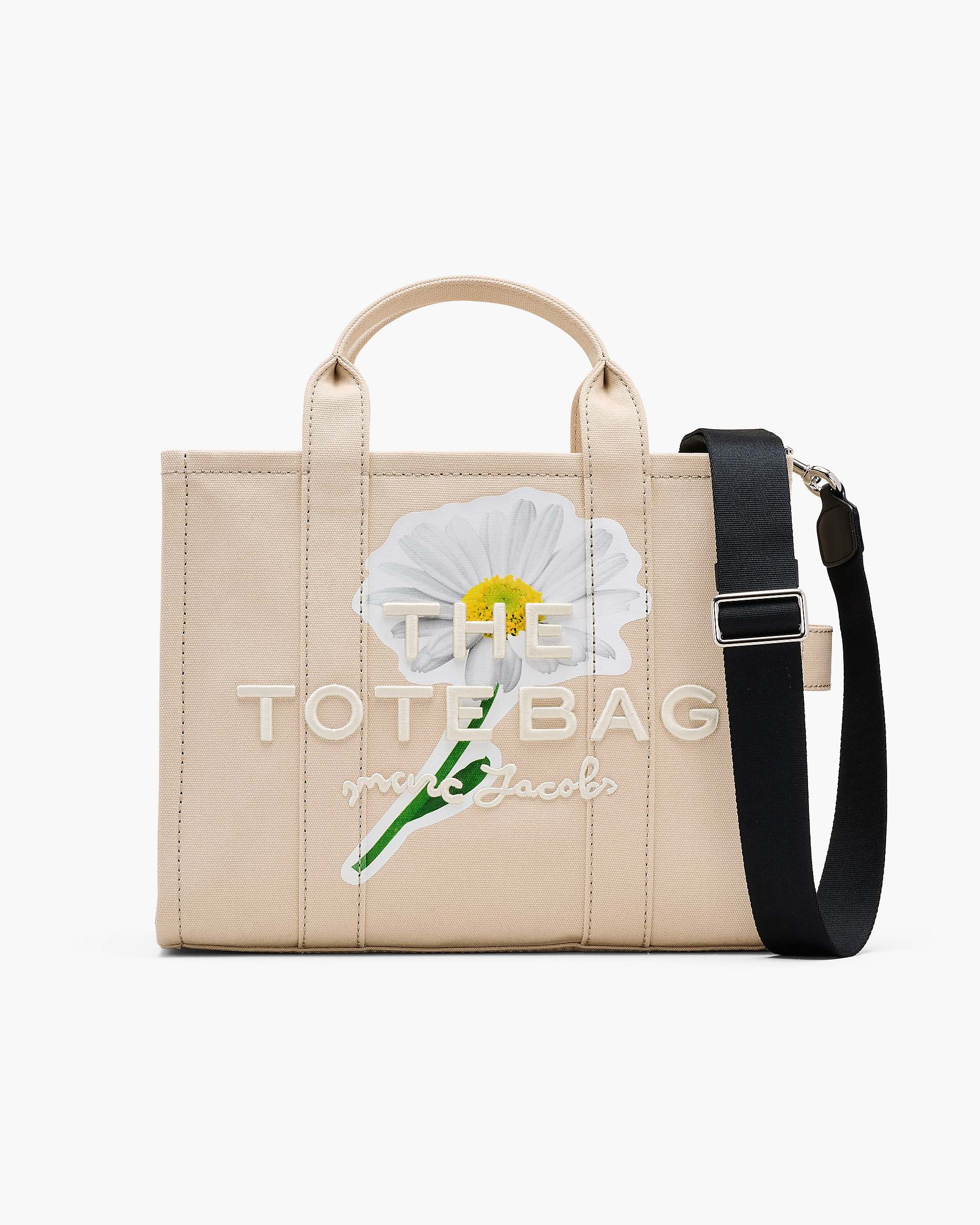 Marc Jacobs Marc Jacobs The Daisy Script Canvas Medium Tote Bag Cloud White Multi Cloud White Multi