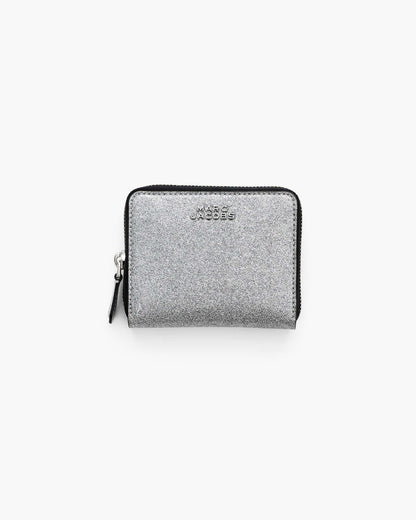Marc Jacobs Marc Jacobs The Coated Glitter Everyday Slim Compact Wallet Silver Silver
