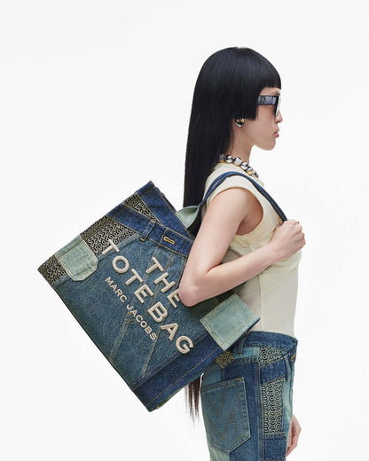 Marc Jacobs Marc Jacobs The Deconstructed Denim Large Tote Bag Indigo Multi Indigo Multi