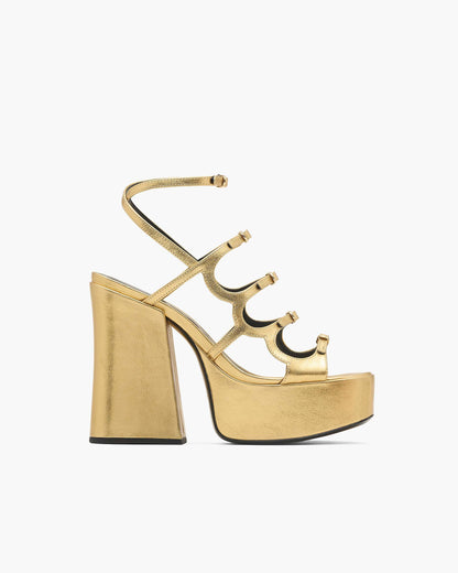 Marc Jacobs Marc Jacobs The Metallic Leather Kiki Platform Sandal Gold Gold
