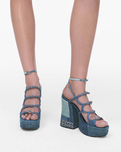 Marc Jacobs Marc Jacobs The Deconstructed Denim Kiki Platform Sandal Indigo Multi Indigo Multi