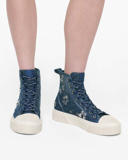Marc Jacobs Marc Jacobs The Sequin Daisy Denim High Top Sneaker Vintage Indigo Vintage Indigo