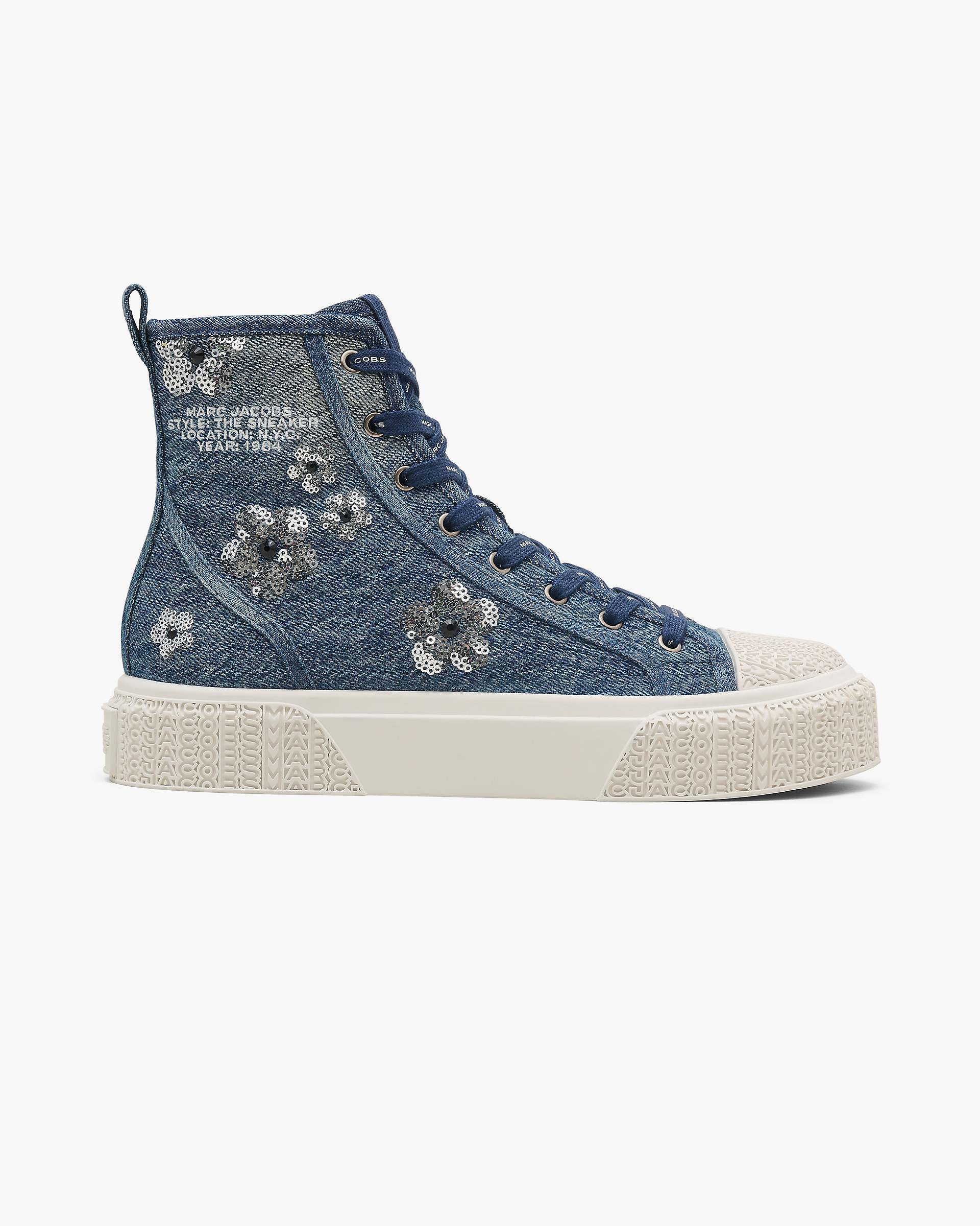 Marc Jacobs Marc Jacobs The Sequin Daisy Denim High Top Sneaker Vintage Indigo Vintage Indigo