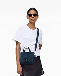 Marc Jacobs The Crystal Denim Crossbody Tote Bag Dark Wash Crystal