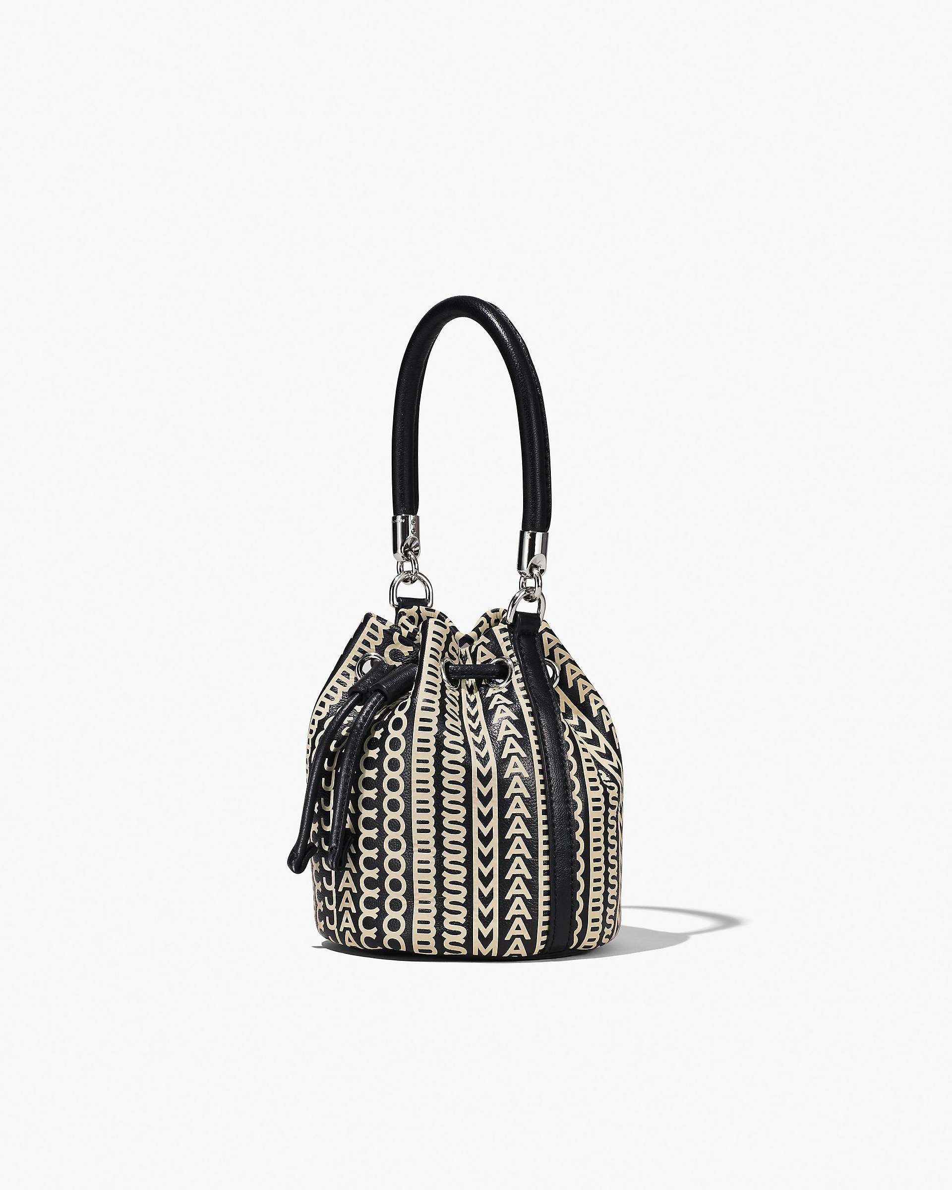 Marc Jacobs Marc Jacobs The Monogram Leather Mini Bucket Bag Black/White Black/white