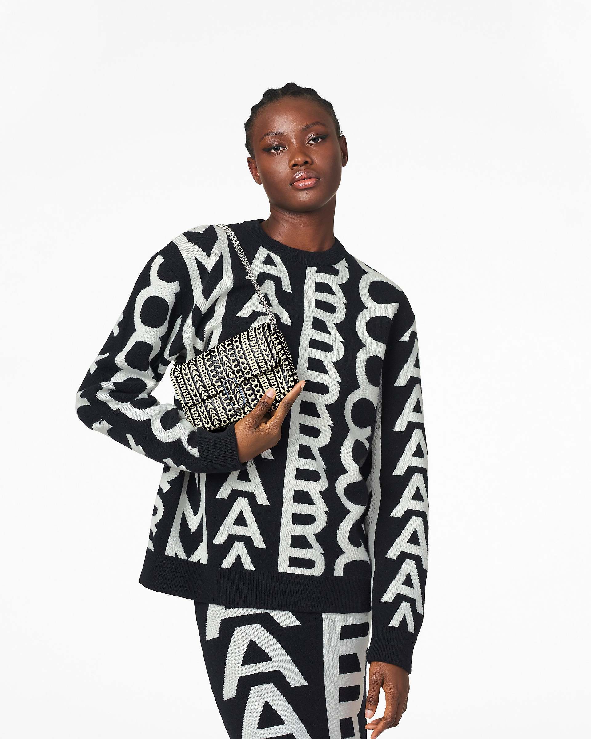 Marc Jacobs Marc Jacobs The Monogram Leather J Marc Mini Bag Black/White Black/white