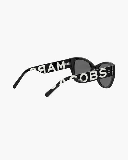 Marc Jacobs Marc Jacobs The Bold Logo Square Cat Eye Sunglasses Black/White Black/white