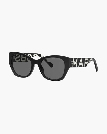 Marc Jacobs Marc Jacobs The Bold Logo Square Cat Eye Sunglasses Black/White Black/white