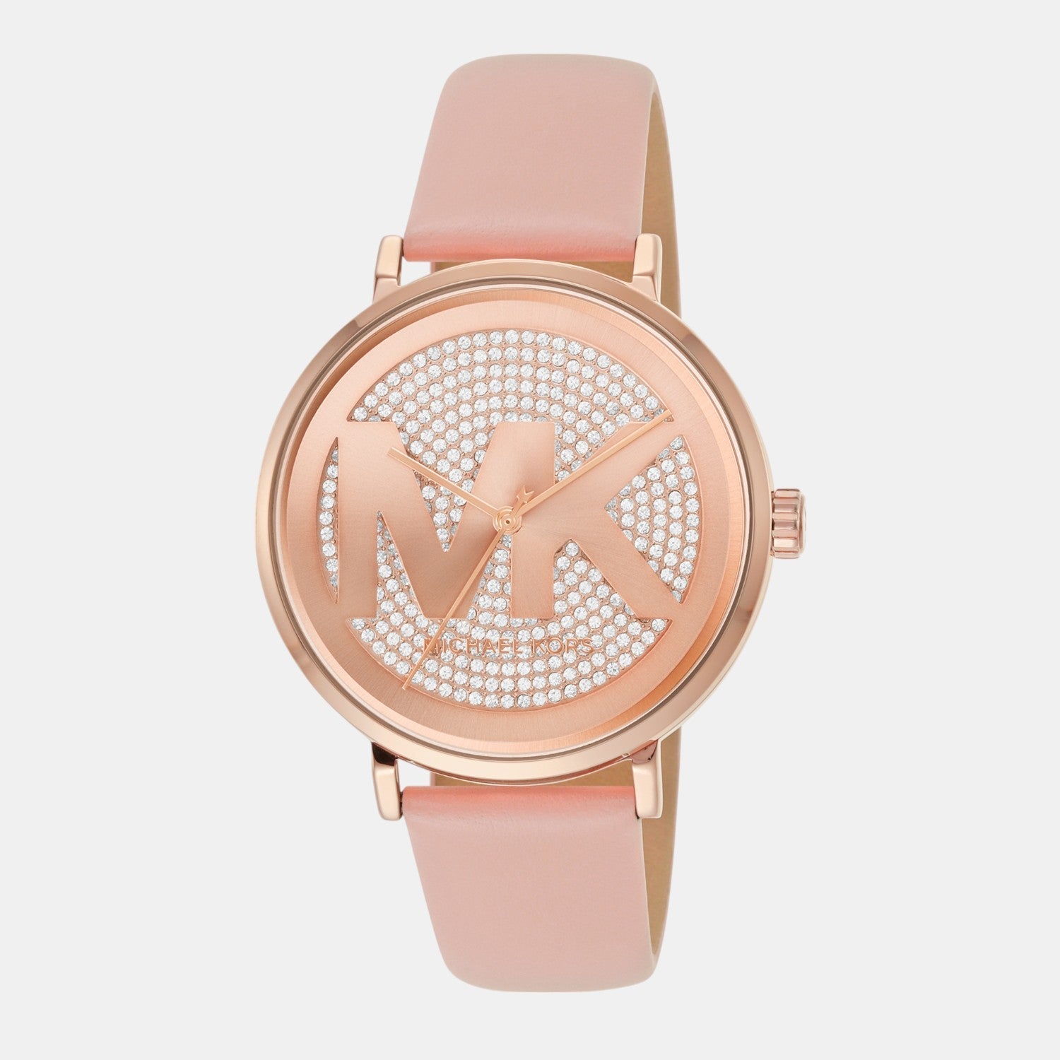 Michael Kors Addyson Women Quartz Pink Dial Analog Leather Watch Mk2957