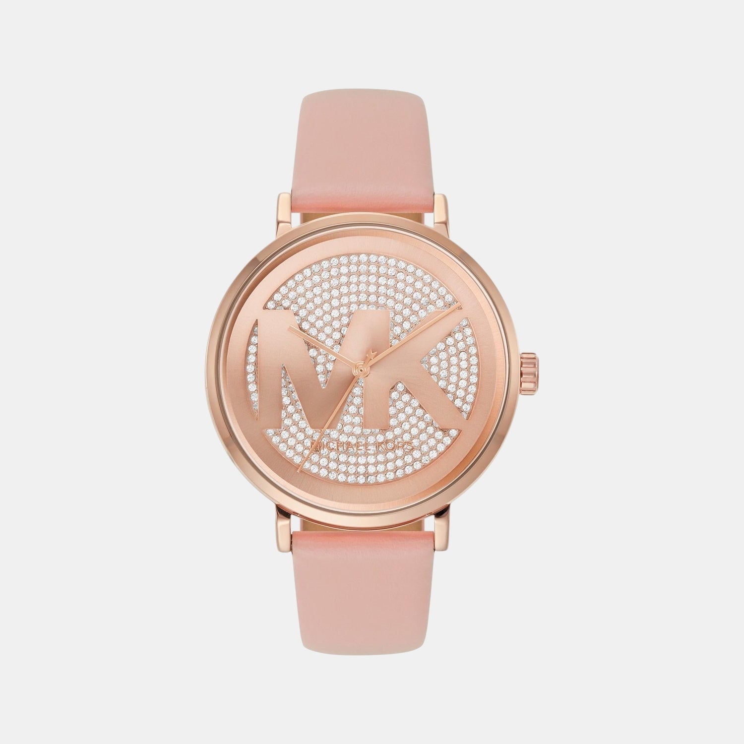 Michael Kors Addyson Women Quartz Pink Dial Analog Leather Watch Mk2957