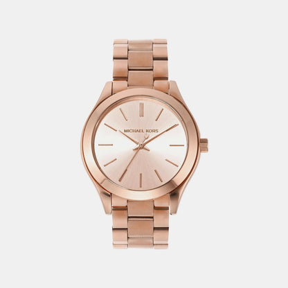 Michael Kors Mini Slim Runway Women Quartz Pink Dial Analog Stainless Steel Watch Mk3513