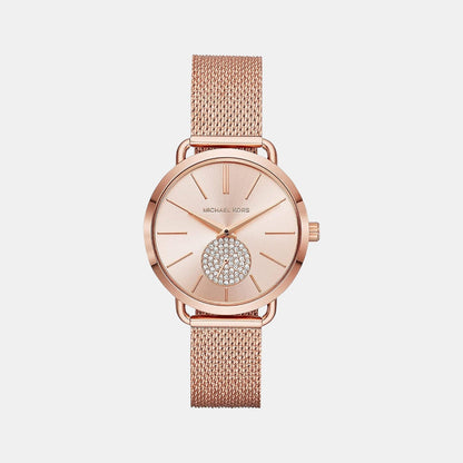 Michael Kors Portia Women Quartz Pink Dial Analog Stainless Steel Watch Mk3845