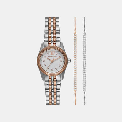 Michael Kors Lexington Women Quartz Silver Dial Analog Stainless Steel Watch Mk4817Set