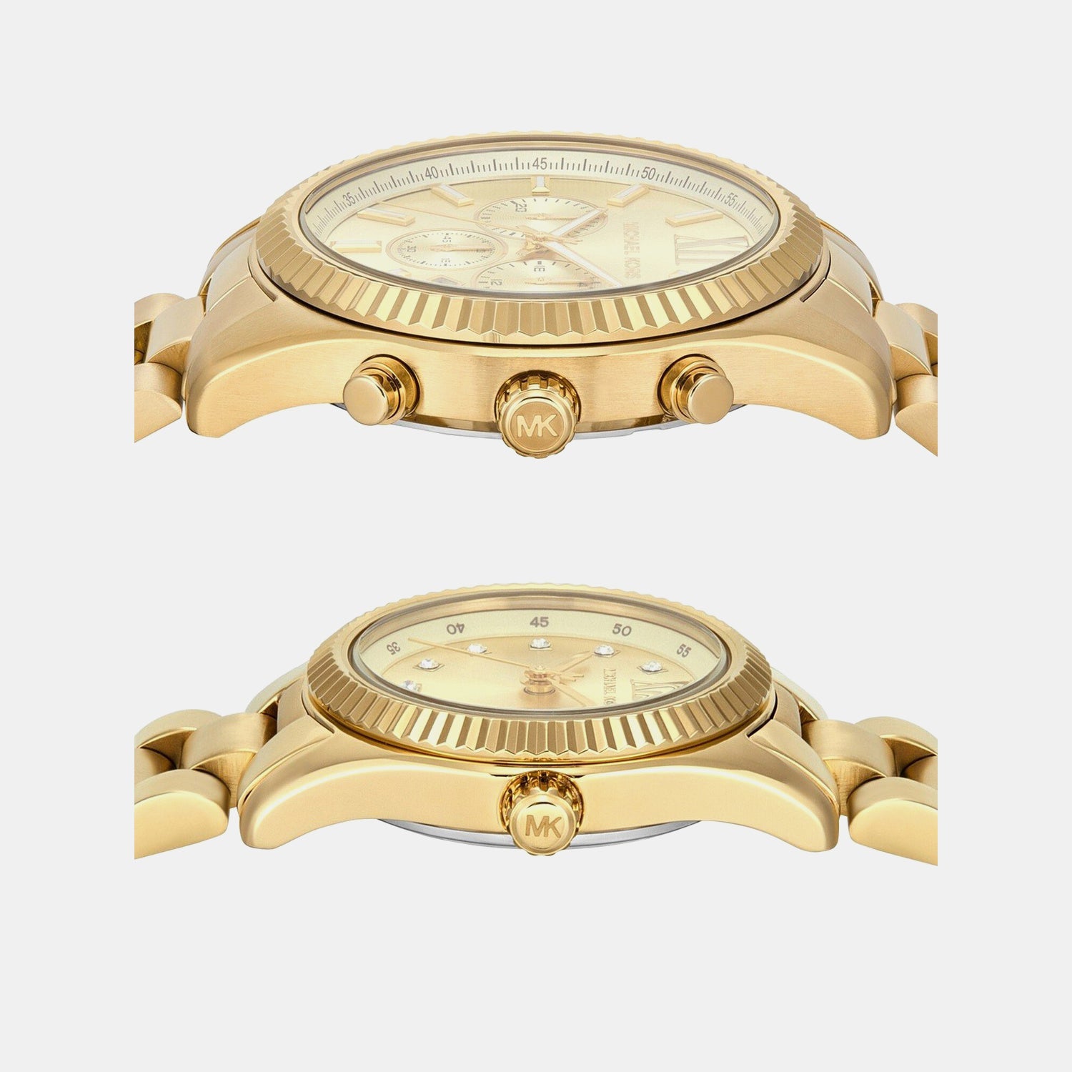 Michael Kors Lexington Couple Quartz Gold Dial Analog Stainless Steel Watch Mk4950Set