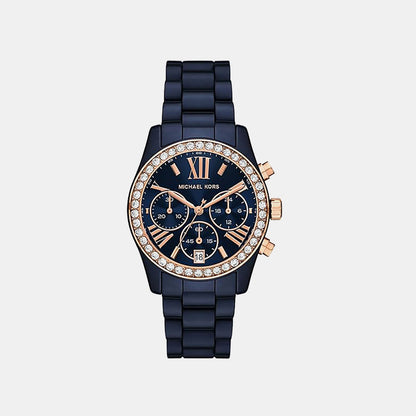 Michael Kors Lexington Women Quartz Blue Dial Chronograph Ceramic Watch Mk4969