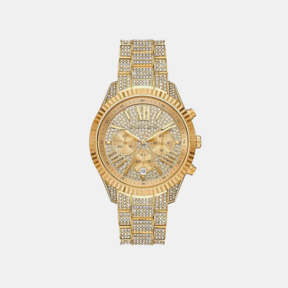 Michael Kors Lexington Women Quartz Gold Dial Chronograph Stainless Steel Watch Mk4971