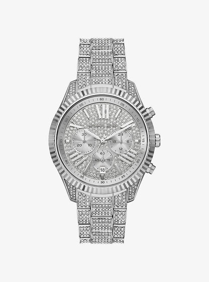 Michael Kors Oversized Lexington Pav Silver-Tone Watch