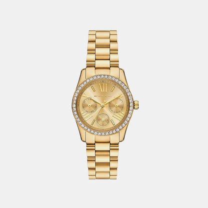 Michael Kors Lexington Women Quartz Gold Dial Chronograph Stainless Steel Watch Mk4982