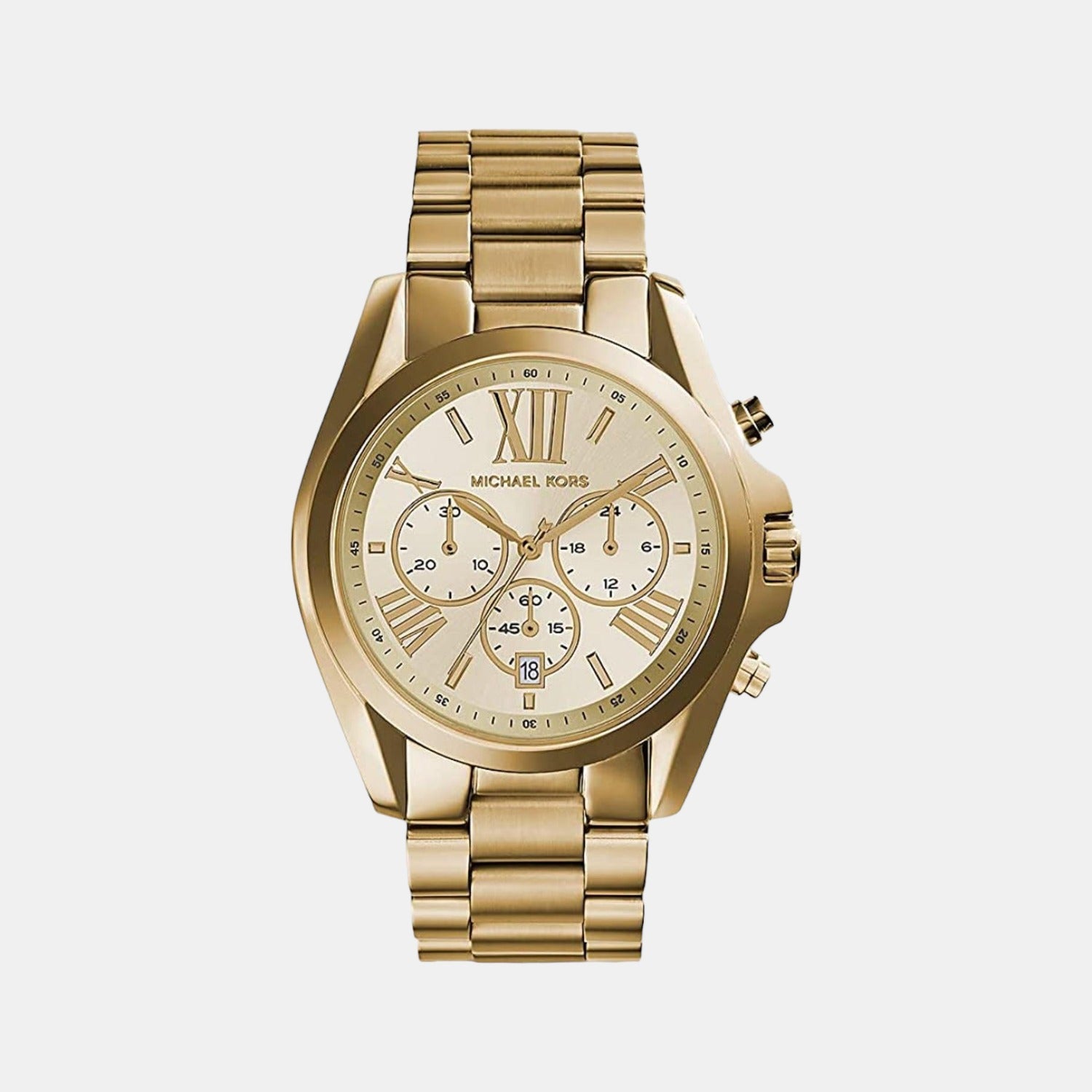 Michael Kors Bradshaw Women Quartz Gold Dial Chronograph Stainless Steel Watch Mk5605
