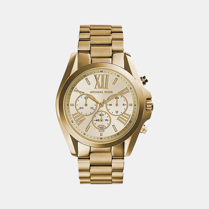 Michael Kors Bradshaw Women Quartz Gold Dial Chronograph Stainless Steel Watch Mk5605