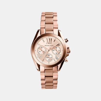 Michael Kors Mini Bradshaw Women Quartz Rose Gold Dial Chronograph Stainless Steel Watch Mk5799