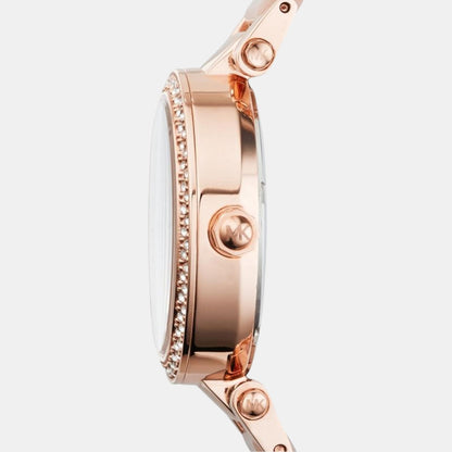 Michael Kors Mini Parker Women Quartz Pink Dial Chronograph Stainless Steel Watch Mk6110