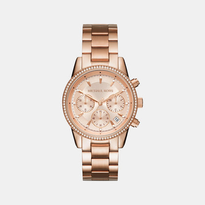 Michael Kors Bryant Women Quartz Rose Gold Dial Chronograph Stainless Steel Watch Mk6357