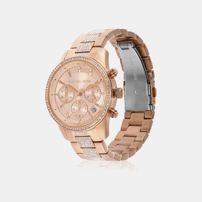 Michael Kors Bryant Women Quartz Rose Gold Dial Chronograph Stainless Steel Watch Mk6485