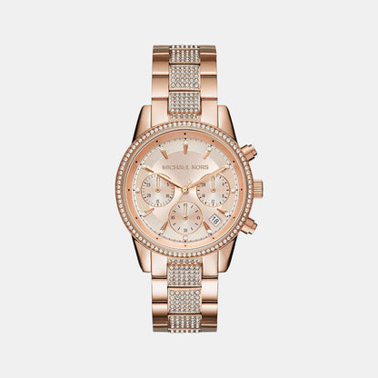Michael Kors Bryant Women Quartz Rose Gold Dial Chronograph Stainless Steel Watch Mk6485