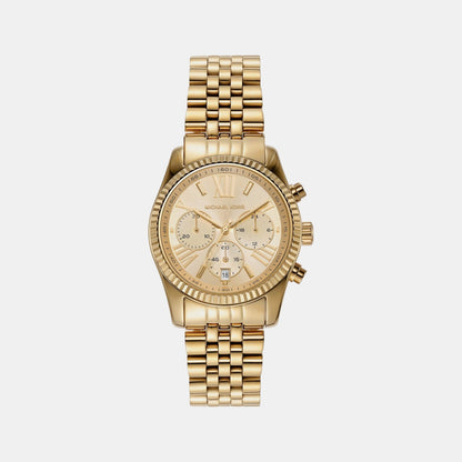 Michael Kors Lexington Women Quartz Gold Dial Chronograph Stainless Steel Watch Mk7378