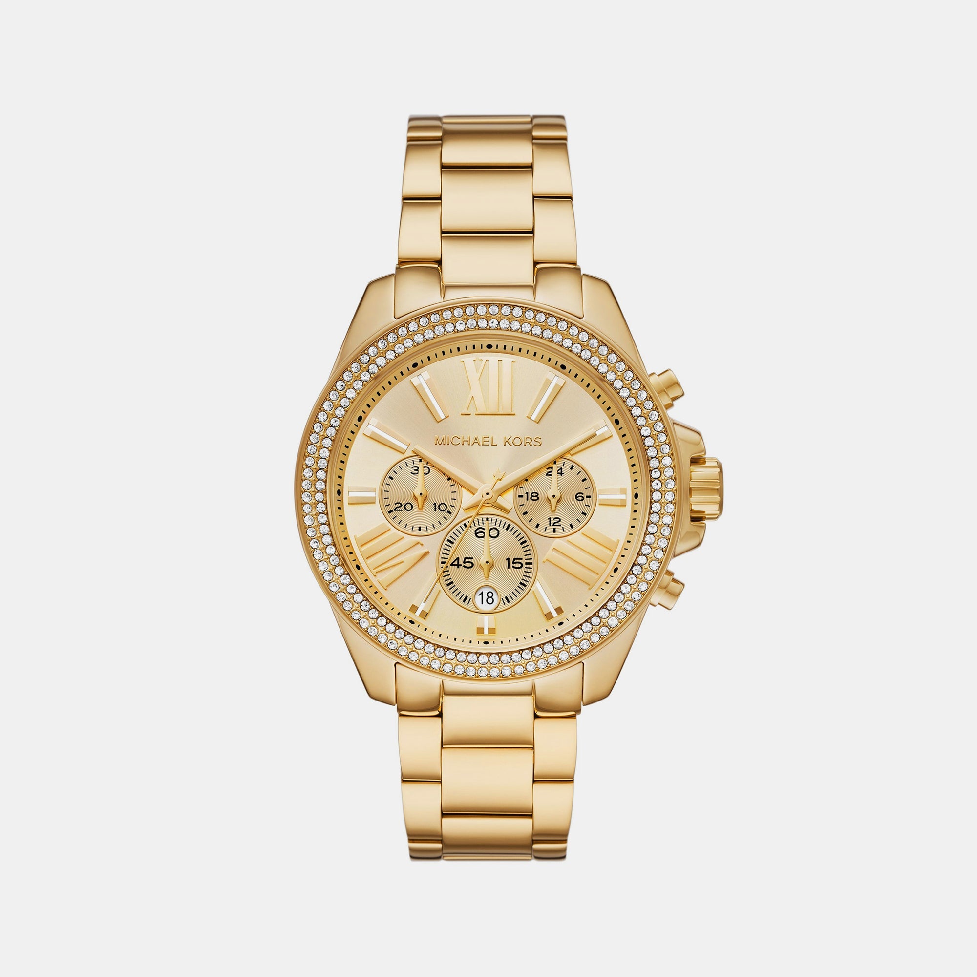 Michael Kors Wren Women Quartz Gold Dial Chronograph Stainless Steel Watch Mk7428