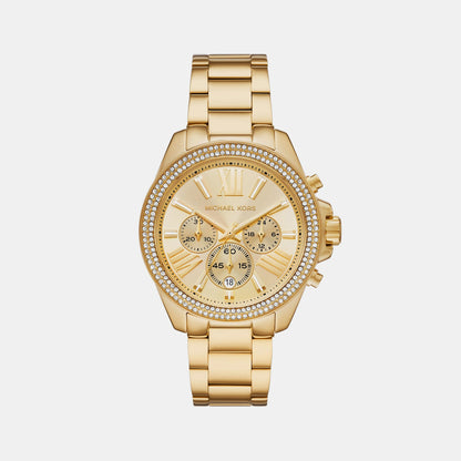 Michael Kors Wren Women Quartz Gold Dial Chronograph Stainless Steel Watch Mk7428