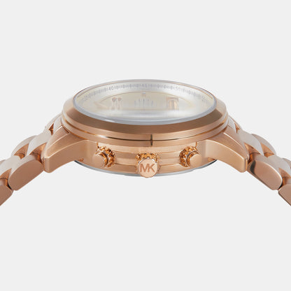 Michael Kors Runway Women Quartz Pink Dial Chronograph Stainless Steel Watch Mk7453