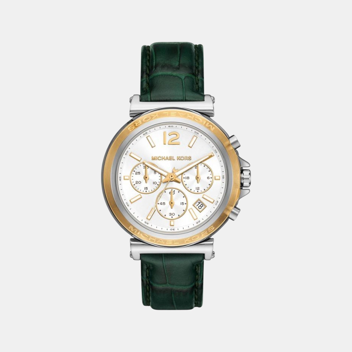 Michael Kors Maren Women Quartz White Dial Chronograph Leather Watch Mk7498