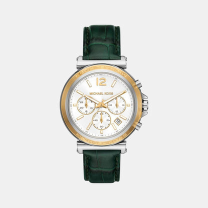 Michael Kors Maren Women Quartz White Dial Chronograph Leather Watch Mk7498
