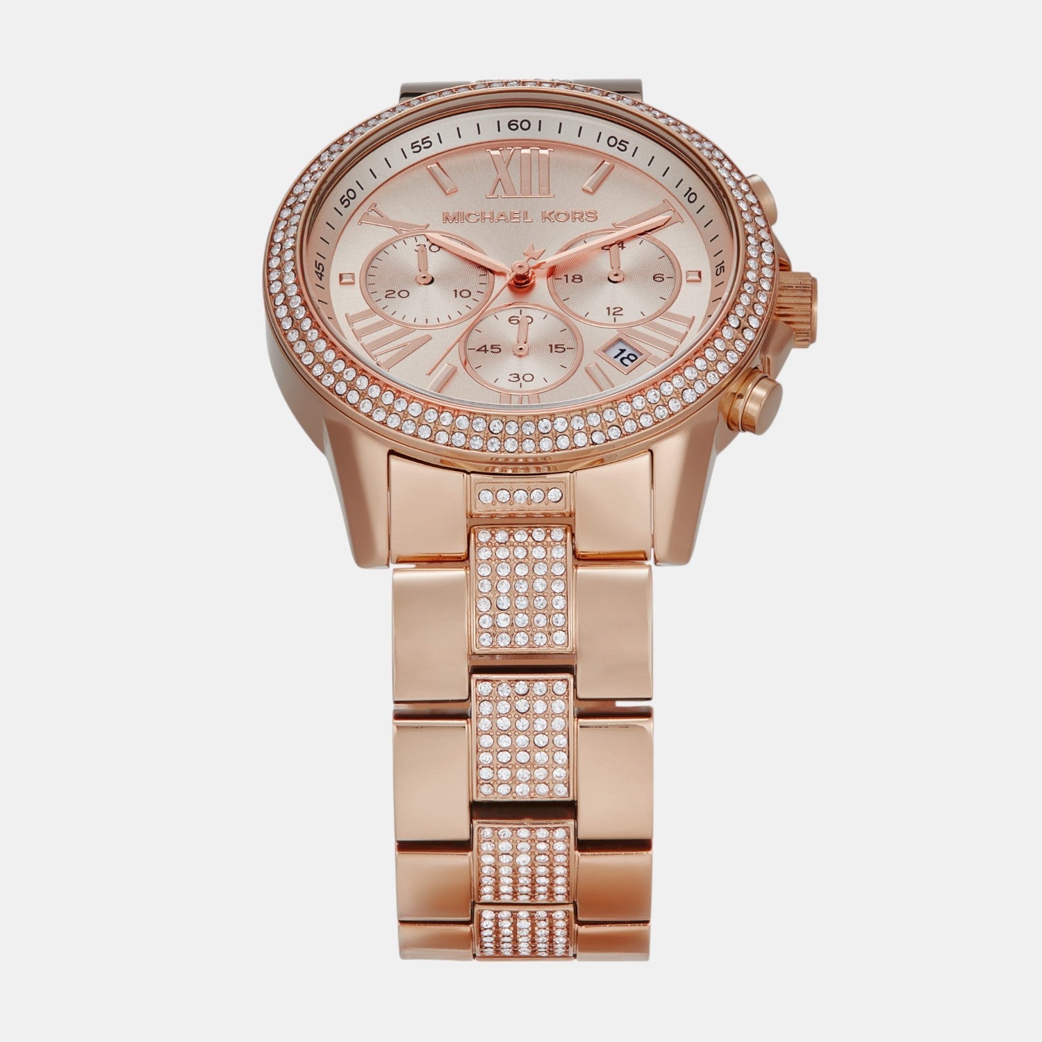 Michael Kors Brynn Women Quartz Pink Dial Chronograph Stainless Steel Watch Mk7505