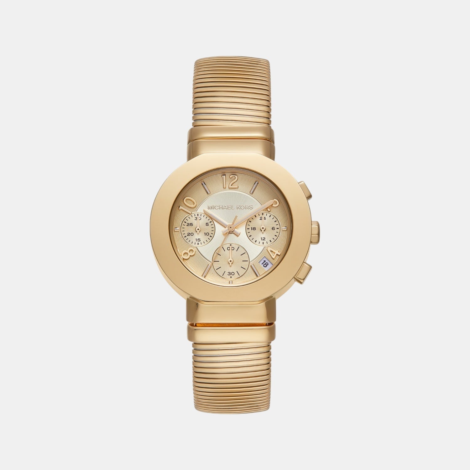 Michael Kors Gramercy Women Quartz Gold Dial Chronograph Stainless Steel Watch Mk7525