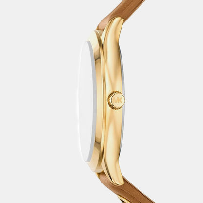 Michael Kors Slim Runway Women Quartz White Dial Analog Leather Watch Mk7543