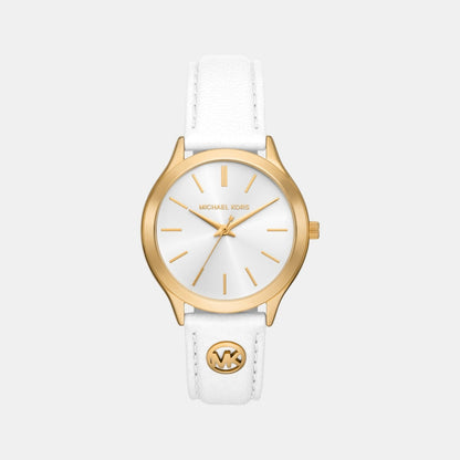 Michael Kors Slim Runway Women Quartz White Dial Analog Leather Watch Mk7544