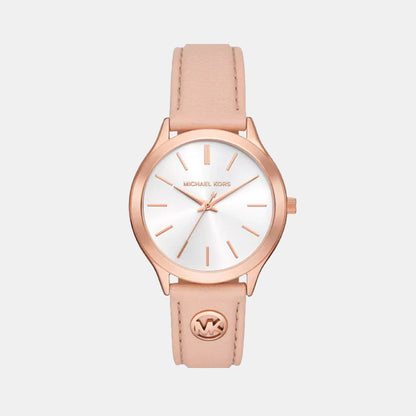 Michael Kors Slim Runway Women Quartz White Dial Analog Leather Watch Mk7545