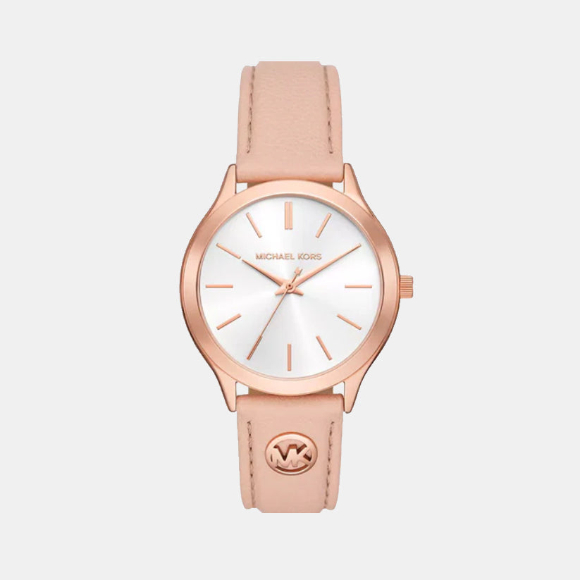 Michael Kors Slim Runway Women Quartz White Dial Analog Leather Watch Mk7545