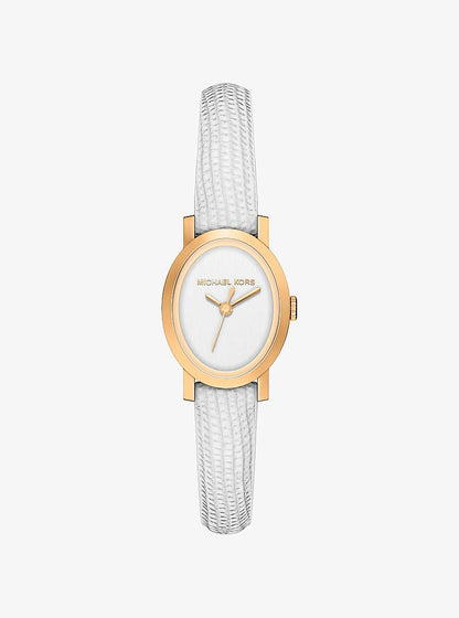 Michael Kors Petite Maude Gold-Tone And Lizard Embossed Leather Watch