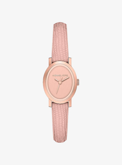 Michael Kors Petite Maude Rose Gold-Tone And Lizard Embossed Leather Watch
