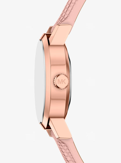 Michael Kors Petite Maude Rose Gold-Tone And Lizard Embossed Leather Watch