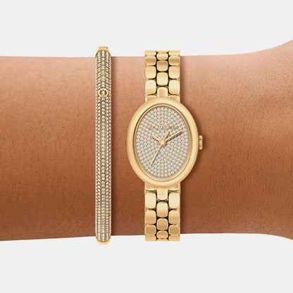 Michael Kors Maude Women Quartz Gold Dial Analog Stainless Steel Watch Mk7596Set