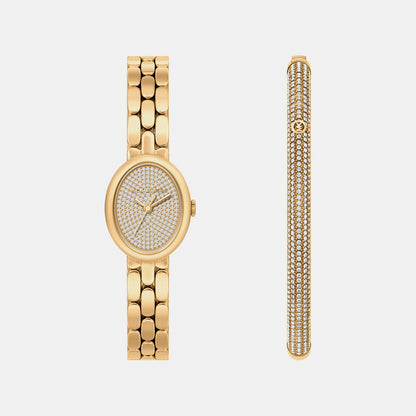 Michael Kors Maude Women Quartz Gold Dial Analog Stainless Steel Watch Mk7596Set