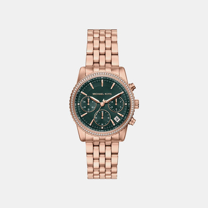 Michael Kors Bryant Women Quartz Green Dial Chronograph Stainless Steel Watch Mk7600