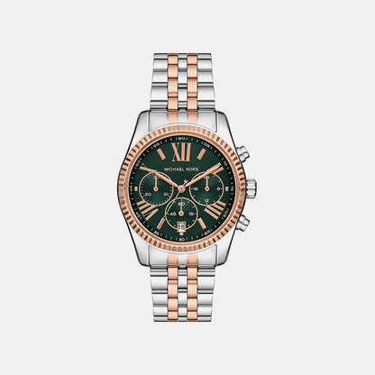 Michael Kors Lexington Women Quartz Green Dial Chronograph Stainless Steel Watch Mk7610