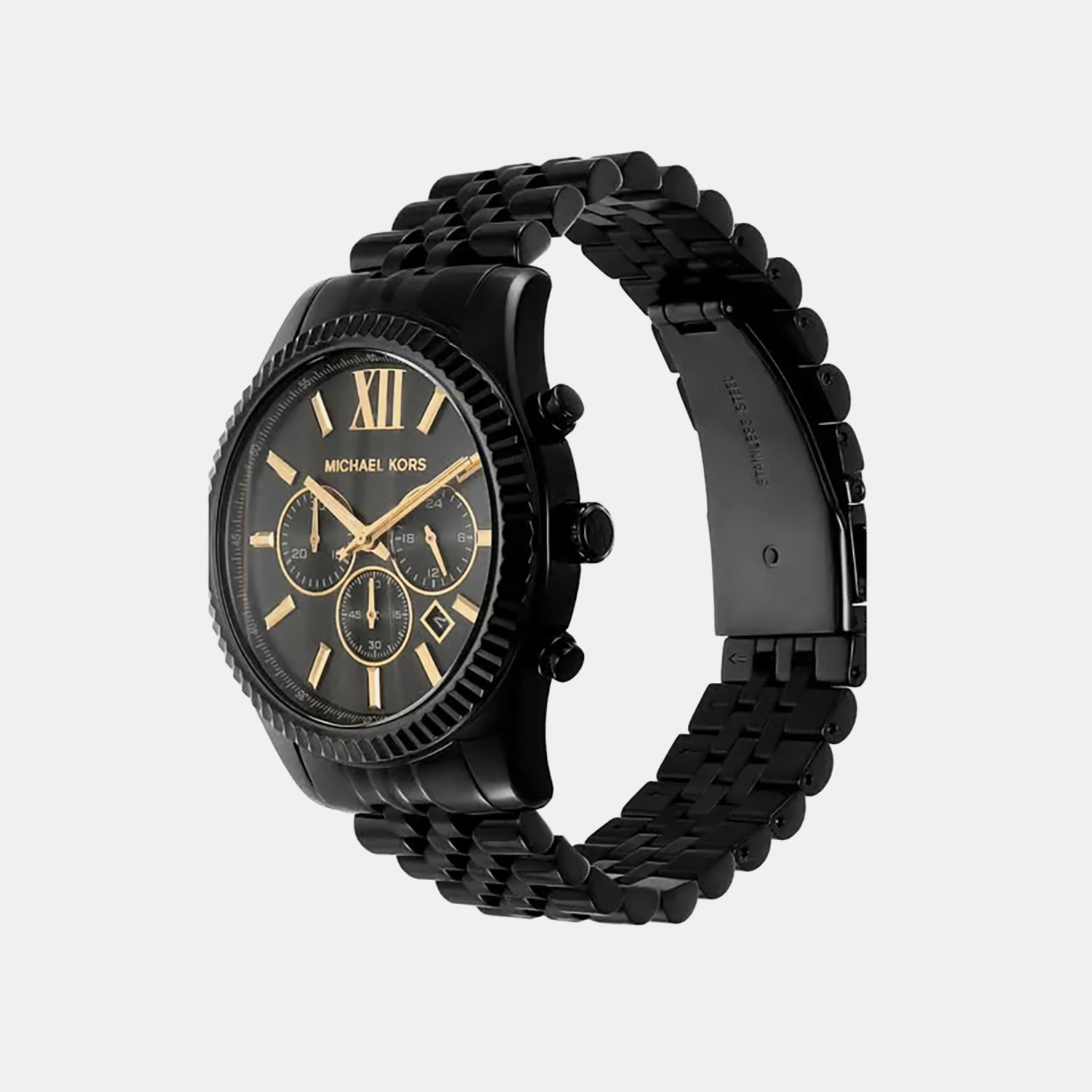 Michael Kors Lexington Men Quartz Black Dial Chronograph Stainless Steel Watch Mk8603